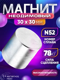 Неодимовый магнит цилиндр 30х30 мм N52, Мощный сильный Magnet LTD 175704839 купить за 687 ₽ в интернет-магазине Wildberries