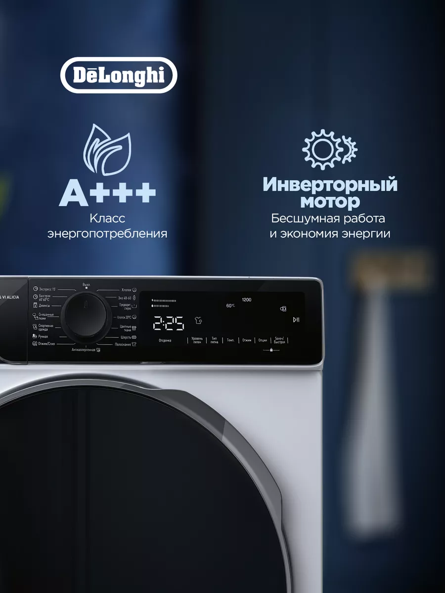 Стиральная машина автомат DWM 724 VI ALICIA 7 кг 53 см Delonghi 175720186  купить в интернет-магазине Wildberries