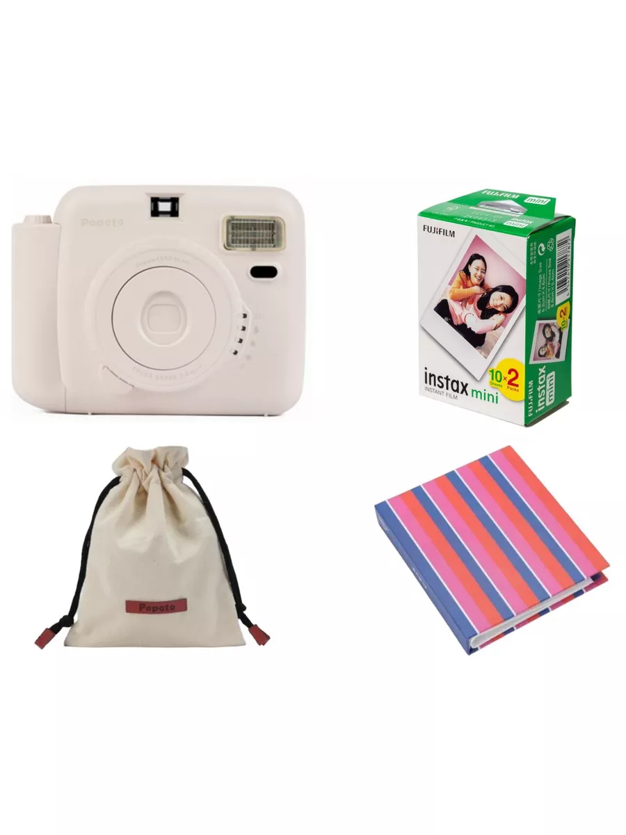 Instax Mini 20шт + Фотоаппарат Popoto Instant Camera Fujifilm 175723060  купить за 10 026 ₽ в интернет-магазине Wildberries