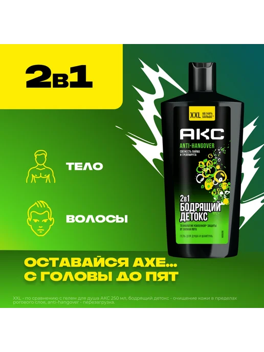 АКС Anti Hangover 2-в-1 Шампунь-гель для душа 610 мл, 610 мл, фото 5