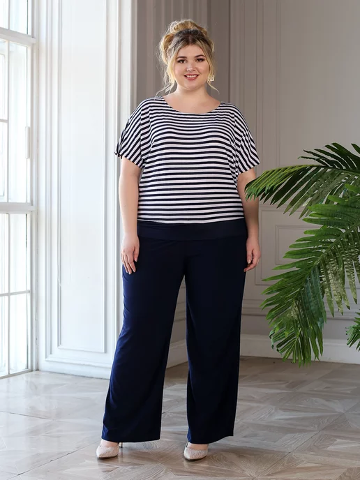 стильные широкие брюки для полных