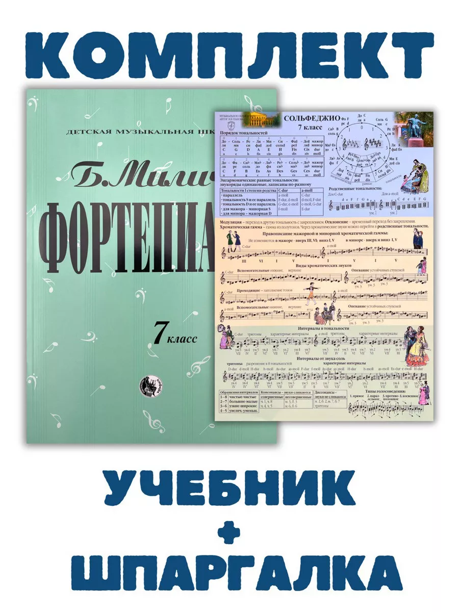 7 класс Милич Б. Фортепиано + Шпаргалка по Сольфеджио Престо 175803241  купить в интернет-магазине Wildberries