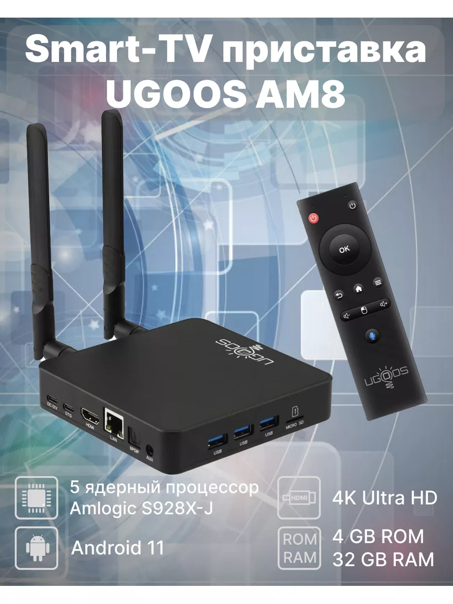 Смарт ТВ приставка AM8 4/32Gb (WiFi-6E) Ugoos 175803279 купить за 15 405 ₽  в интернет-магазине Wildberries