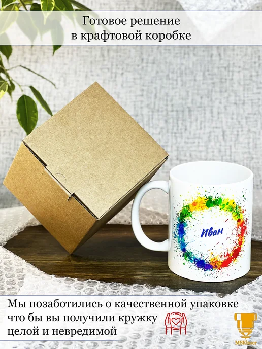 Msklaser Именная керамическая кружка Иван в подарок, синий, фото 8