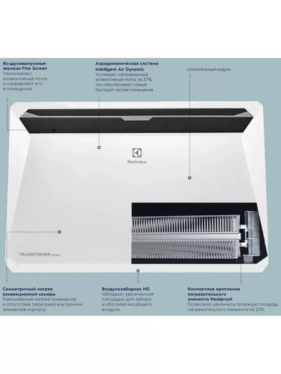 Инверторный конвектор Electrolux Rapid ECH/R-2000-TUI4 WI-FI Electrolux  175928672 купить за 10 327 ₽ в интернет-магазине Wildberries