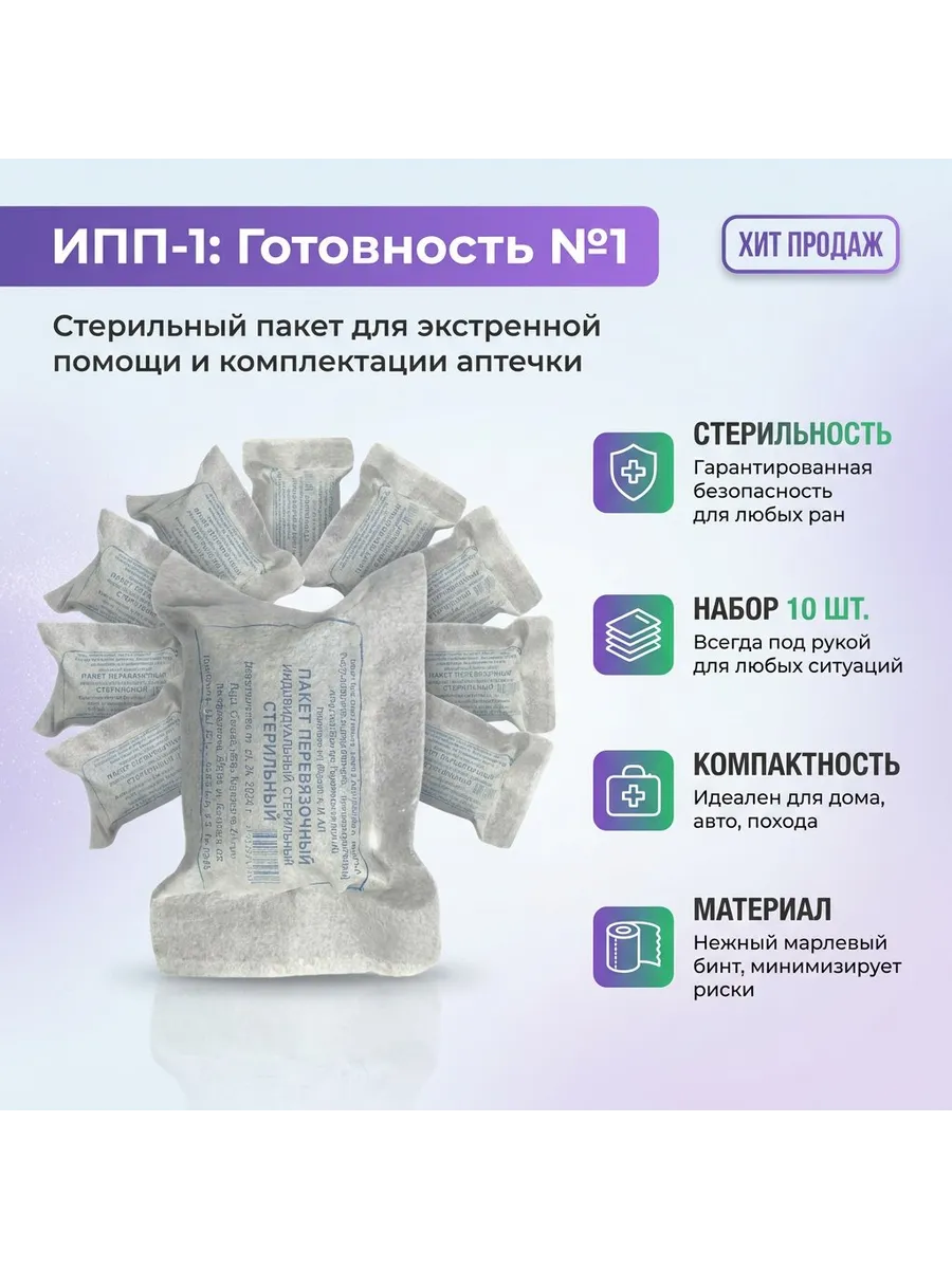 Пакет перевязочный индивидуальный ИПП-1