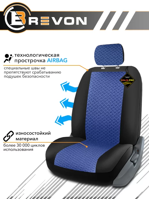 Brevon Чехлы в машину универсальные комплект, синий, фото 3