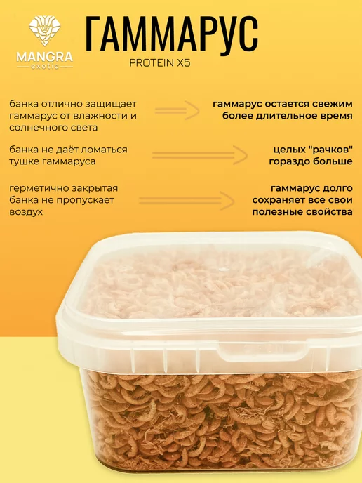MANGRA exotic Корм сухой PROTEIN X5 Гаммарус тушка 250 мл для черепах, 650 мл, фото 3