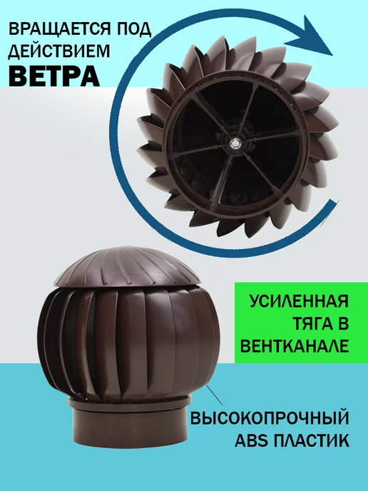 ERA Нанодефлектор вентиляционный RRTV+M 160 с выходом для кровли, коричневый, фото 2