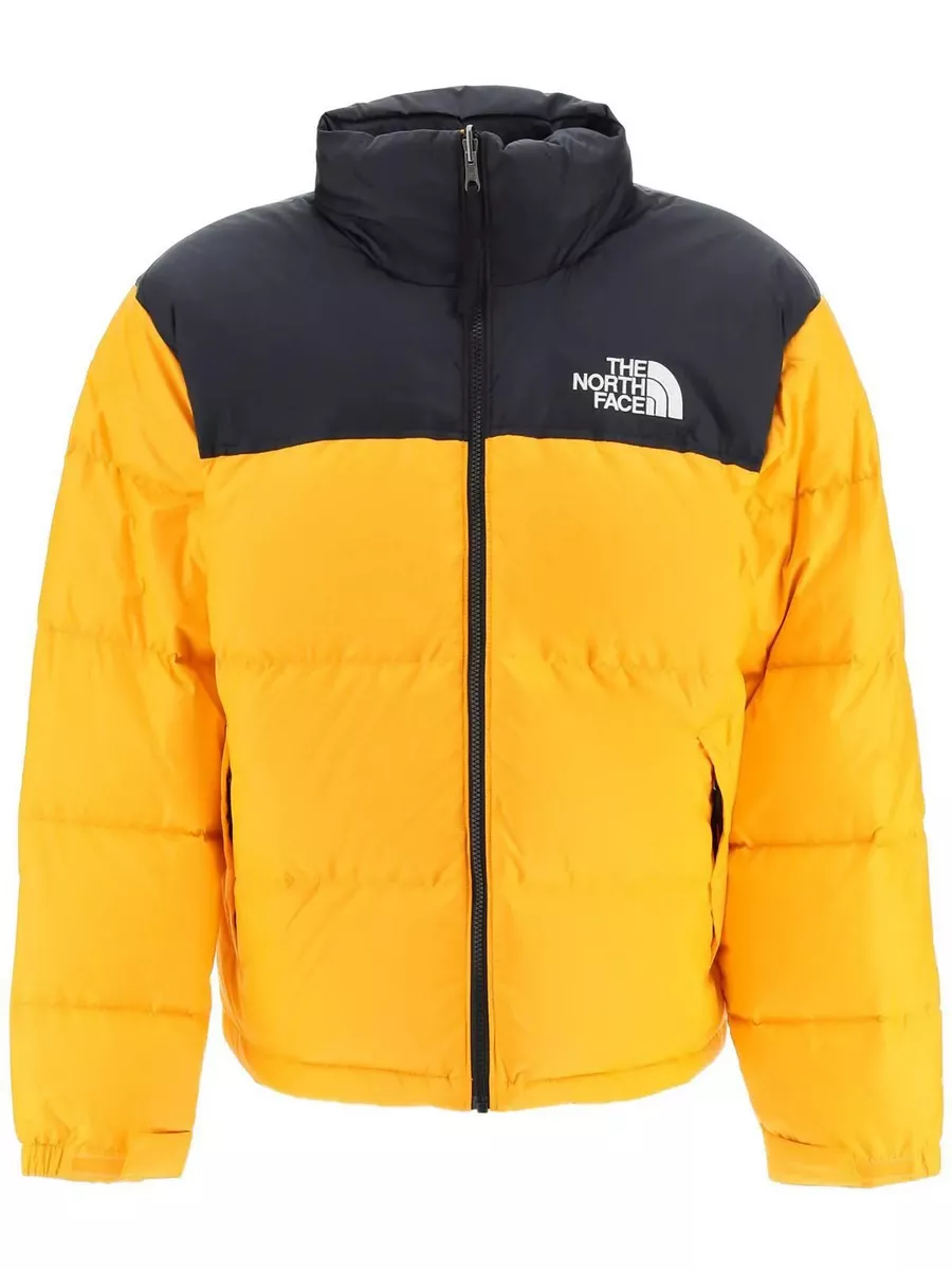 North face black and yellow puffer jacket on sale