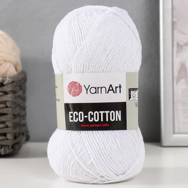 Пряжа для вязания «Eco-Cotton» 220м/100гр, 760 ультрабелый