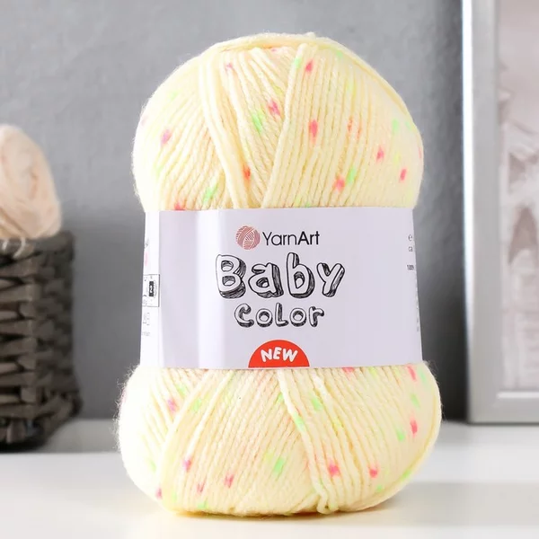 Пряжа для вязания «Baby color» 150м/50гр, 219 желтый/крап