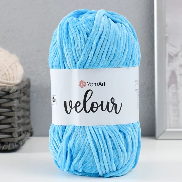 Пряжа для вязания «Velour» 170м/100г, 850 ярко-голубой