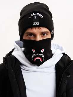 Шапка в наборе со снудом двойная Bape 176061537 купить за 971 ₽ в интернет-магазине Wildberries