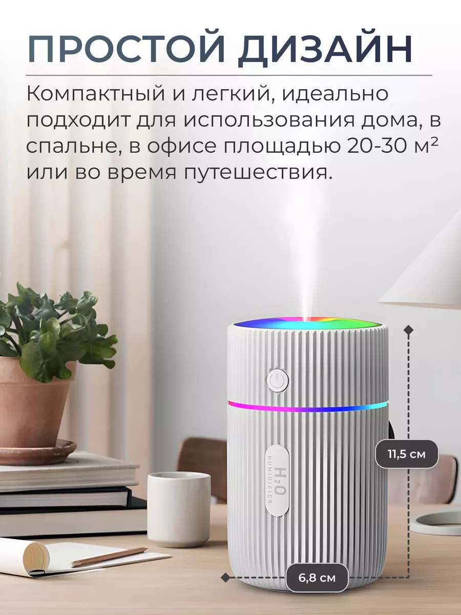 увлажнитель воздуха для лица и дома с подсветкой настольный RiseHome  176066917 купить за 358 ₽ в интернет-магазине Wildberries