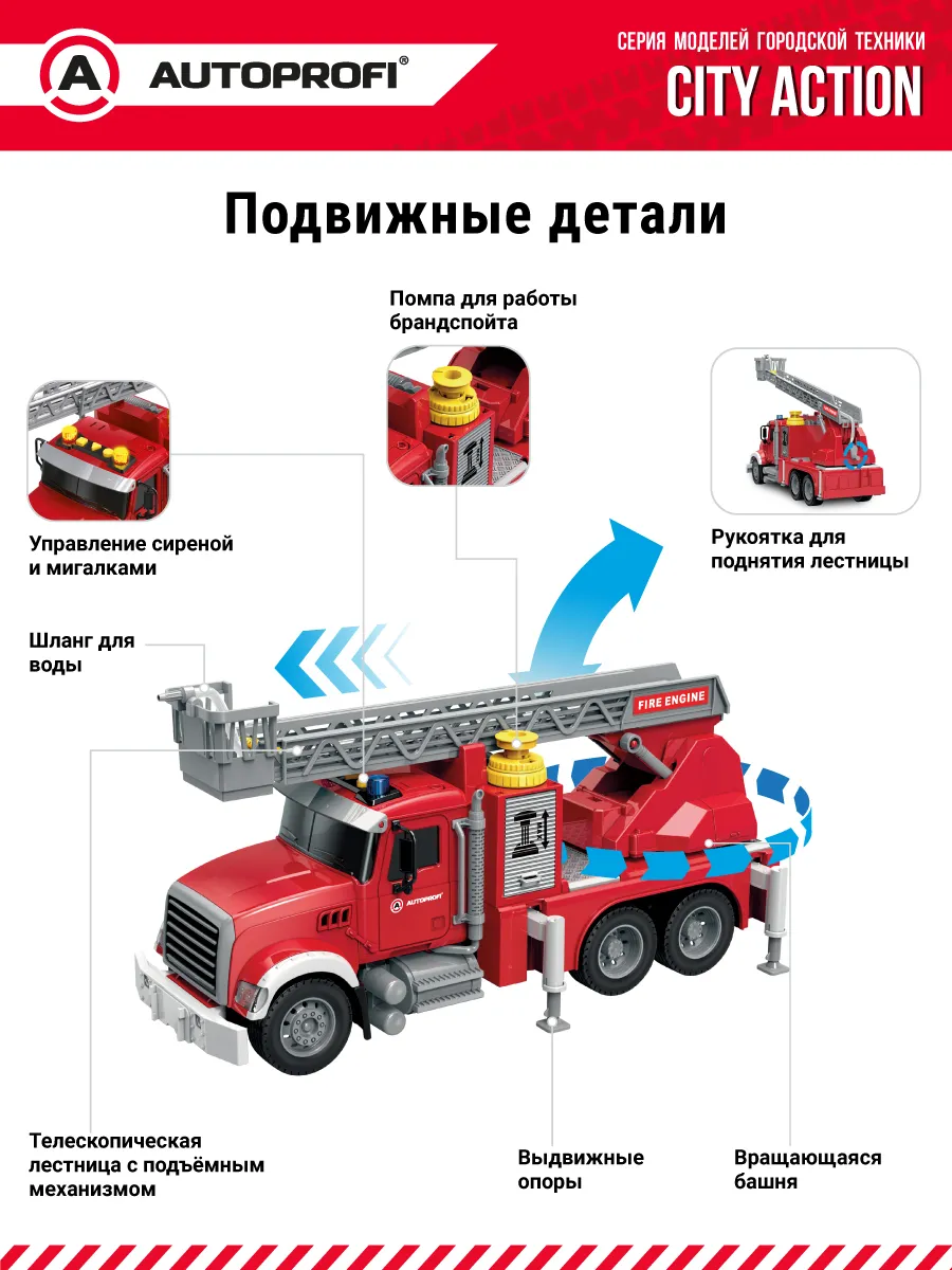 Игрушечный транспорт Пожарная машина Autoprofi 176134492 купить за 1 832 ₽  в интернет-магазине Wildberries