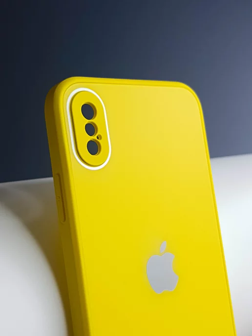 MOZZ Матовый стеклянный чехол на Apple iPhone X Xs, желтый, фото 3