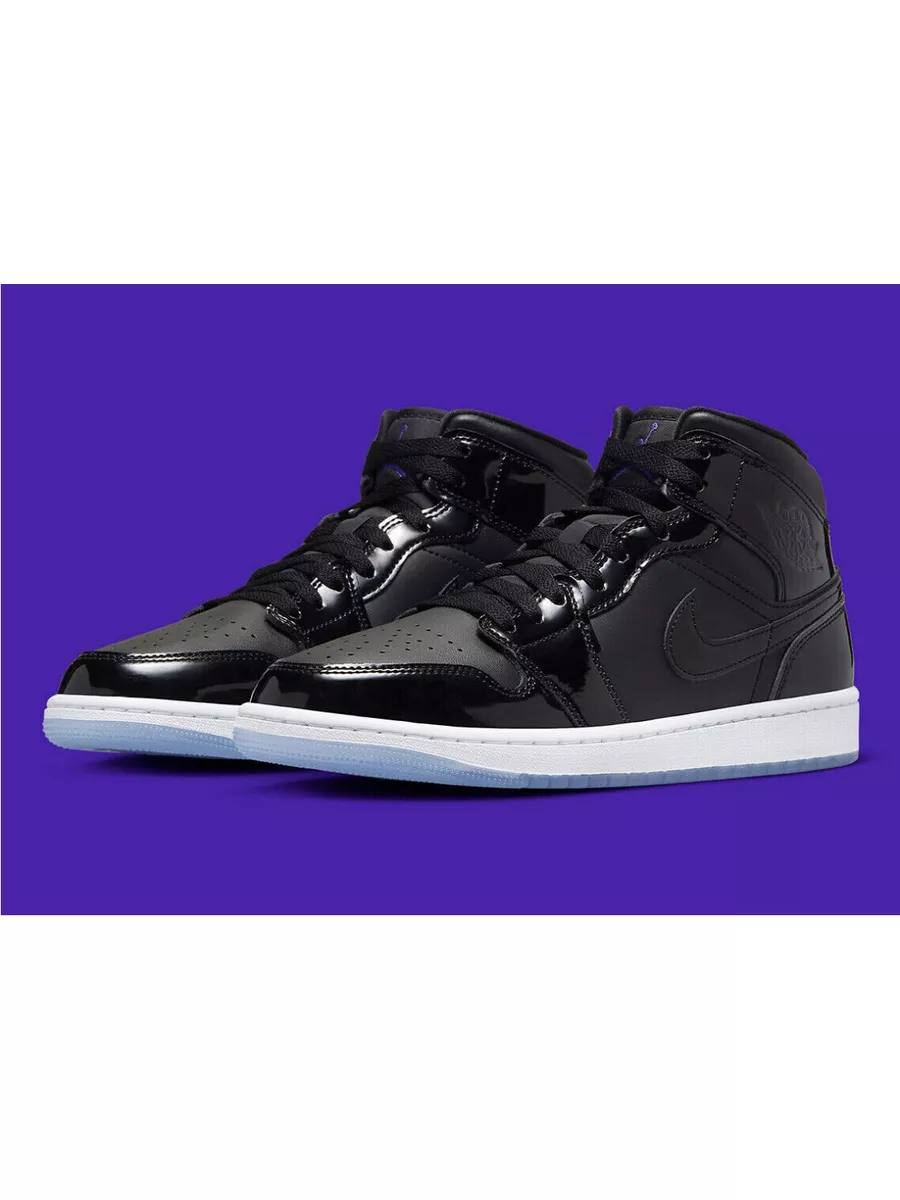 Air jordan 1 store mid black leather