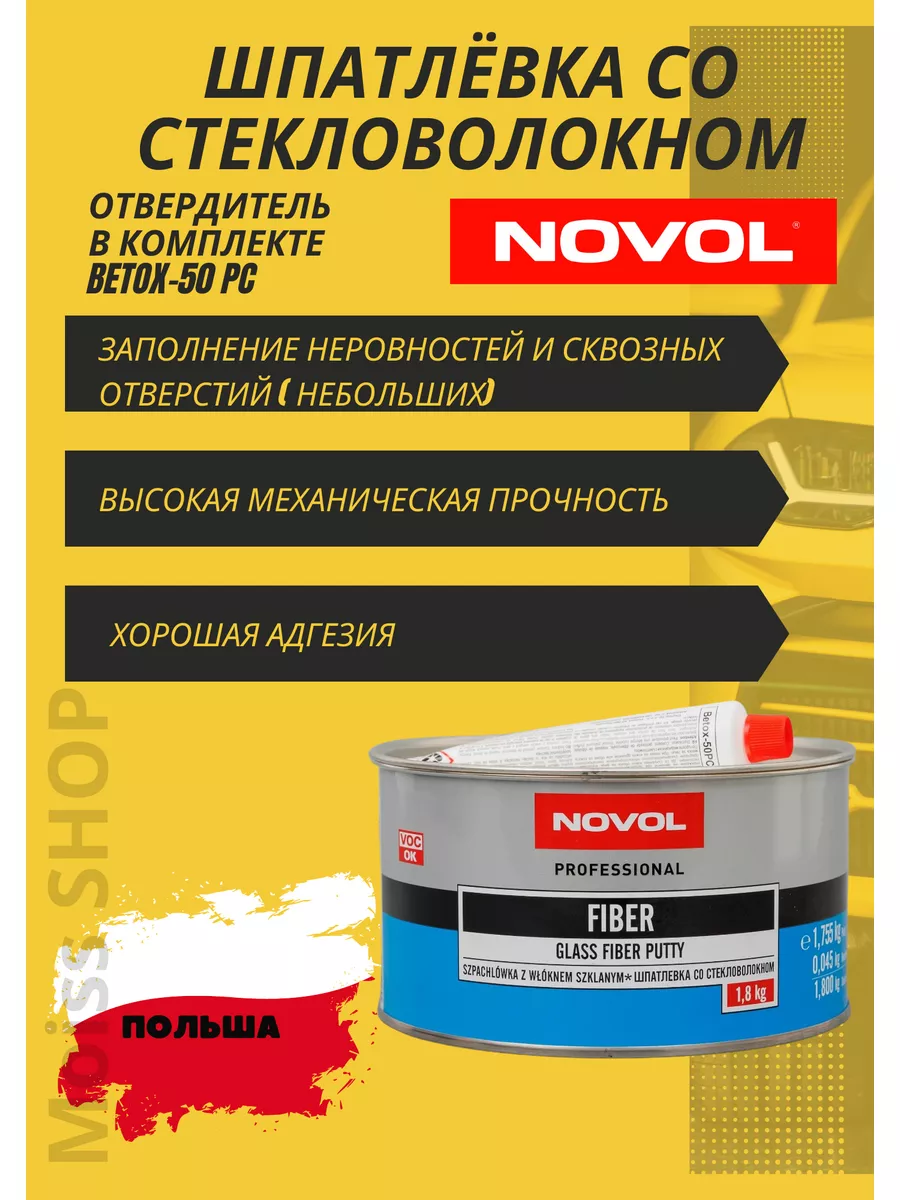 Шпатлевка автомобильная Fiber со стекловолокном NOVOL 176269777 купить за 1  139 ₽ в интернет-магазине Wildberries