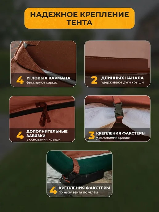 JEONIX Тент-шатер для качелей Сорренто (225х119х175см) коричневый, 225x119x175 см, фото 7