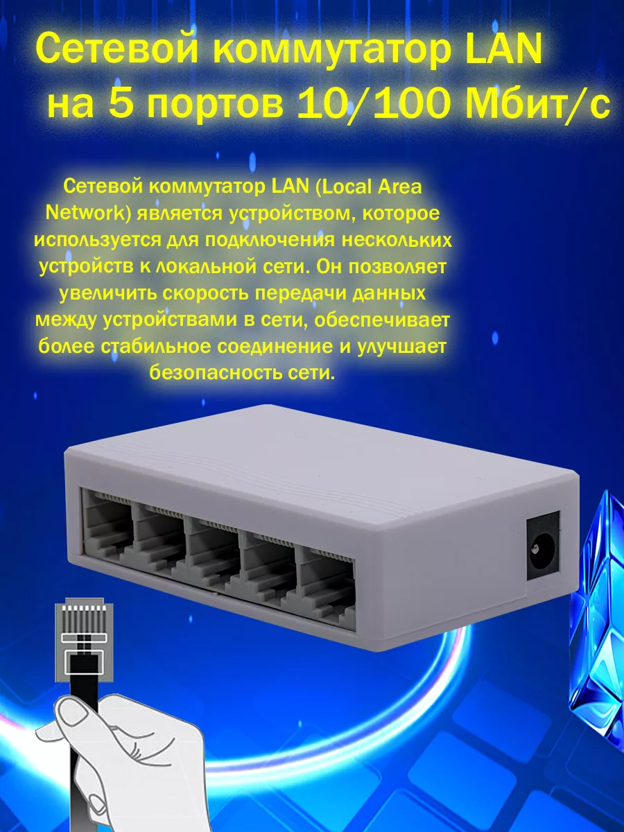Сетевой Hub LAN 5 портов 100 Мбсек