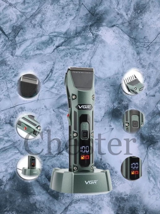 VGR PROFESSIONAL Профессиональный триммер для волос, зеленый, фото 2