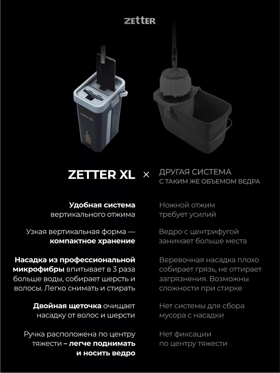 Швабра с отжимом и ведром L (13 л) ZETTER 176349562 купить за 4 158 ₽ в  интернет-магазине Wildberries