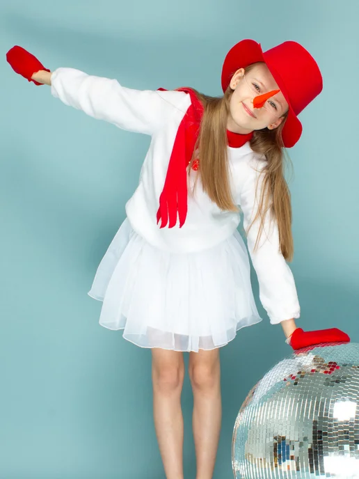 ИП Happy Way Костюм Снеговик девочка, белый, фото 2