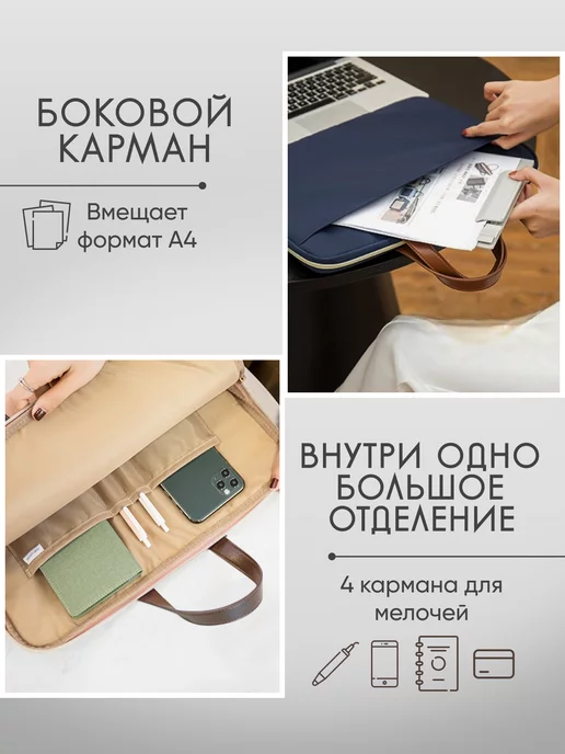 Mais Сумка для ноутбука macbook air 13 документов a4, синий, фото 8