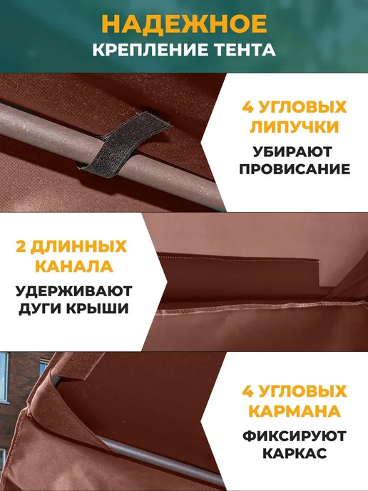 Fler Тент для качелей Палермо премиум (240х144 см) бордовый, 238x147 см, коричневый, фото 3