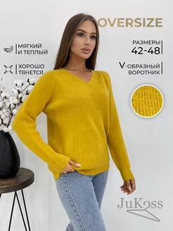 Свитер оверсайз вязаный удлиненный с вырезом JuKoss 176540223 купить за 1 129 ₽ в интернет-магазине Wildberries