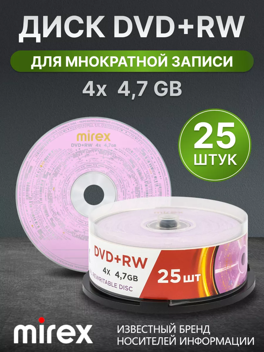 DVD+RW диски для записи 4X 4,7 GB, 25 шт. UL130022A4M