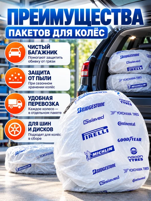 Автомульти Пакеты и мешки для колес чехлы для хранения шин, 5 шт, фото 3