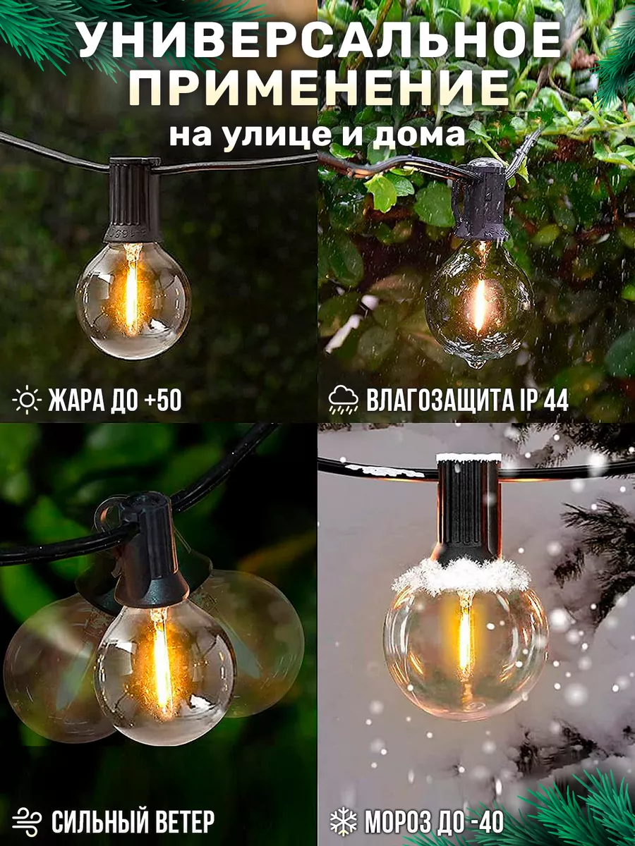 Гирлянда уличная светодиодная ретро лампочки на новый год SHOPY LIGHT  176648388 купить за 2 733 ₽ в интернет-магазине Wildberries