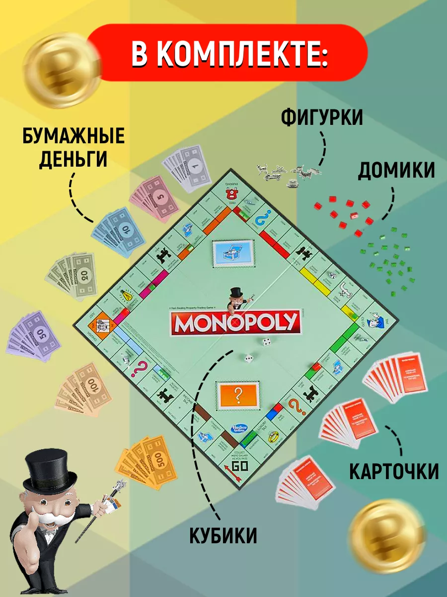 Настольная игра Монополия MONOPOLY 176666675 купить за 1 632 ₽ в  интернет-магазине Wildberries