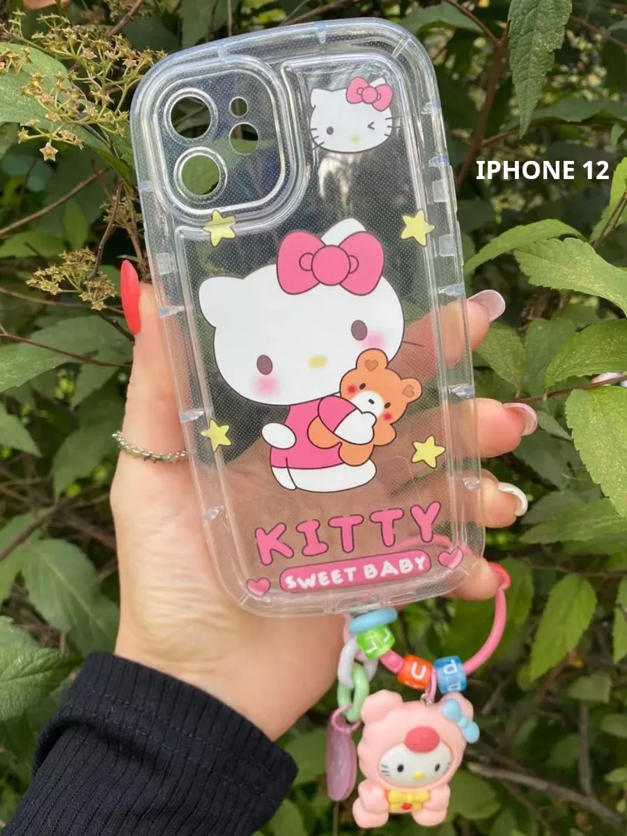 Чехол на iPhone 12 прозрачный противоударный hello kitty OLLISHOP 176698702  купить за 516 ₽ в интернет-магазине Wildberries