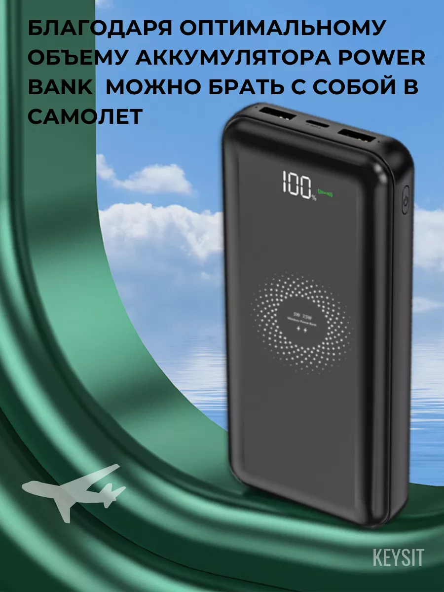 Повербанк cо встроенными кабелями 30000 mAh KEYSIT 176723755 купить за 1  480 ₽ в интернет-магазине Wildberries