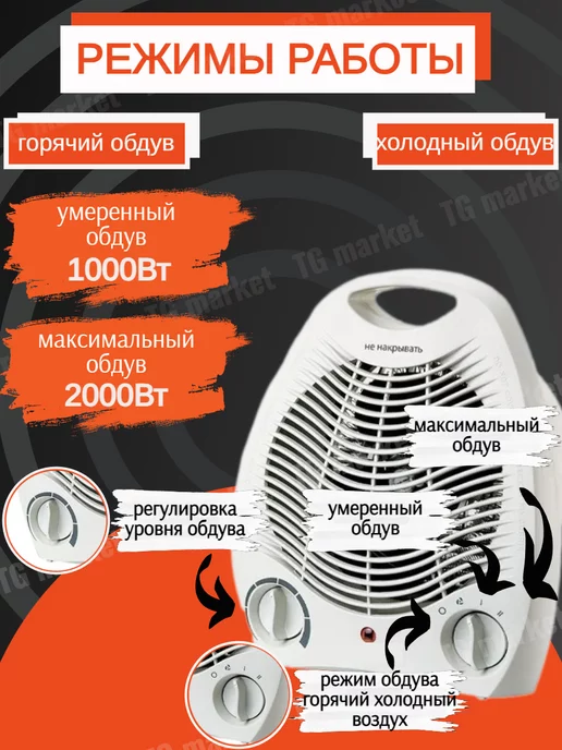 JL NIVA Тепловентилятор обогреватель электрический напольный, белый, фото 3