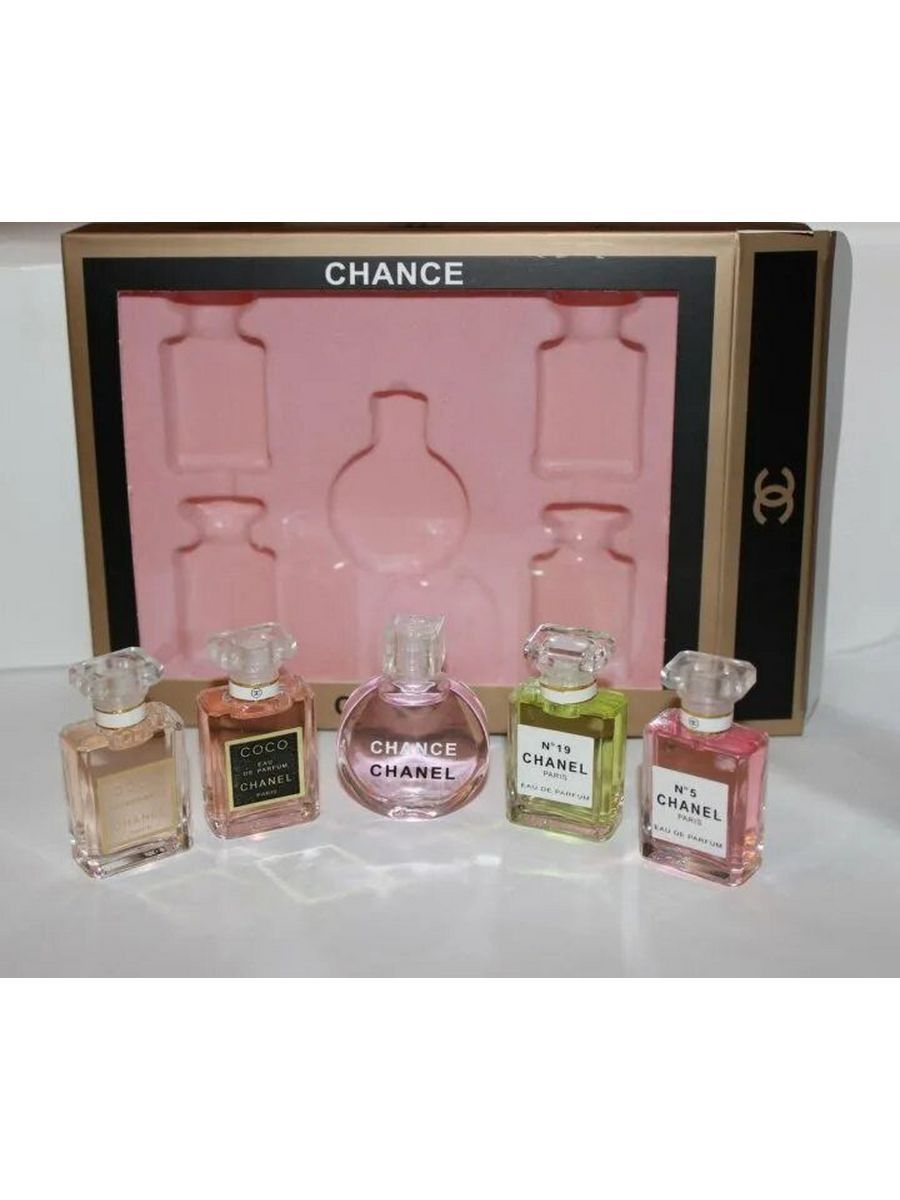 Духи шанель 1. Набор духов Chanel 5 в 1. Набор Шанель 5 духов. Набор духов Chanel chance 5 in 1. Набор духов Шанель 5 ароматов.