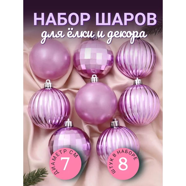 Елочные игрушки набор шаров 7 см, 8 шт