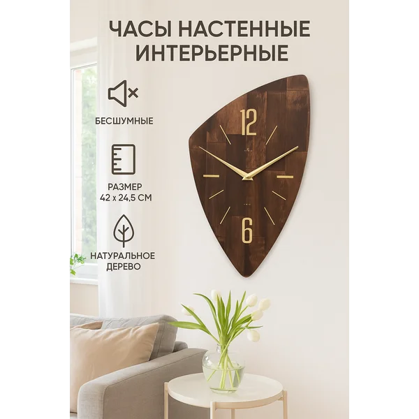 Часы настенные интерьерные бесшумные большие цифры