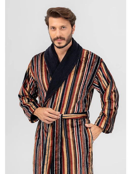 Togas Халат мужской домашний махровый, коричневый, фото 4