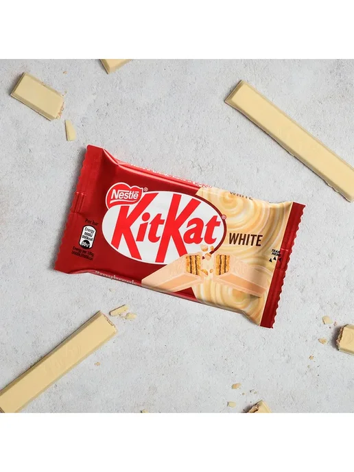 Kitkat Шоколадный батончик Кит Кат 4 пальца с белым шоколадом, белый, 9 шт, фото 2
