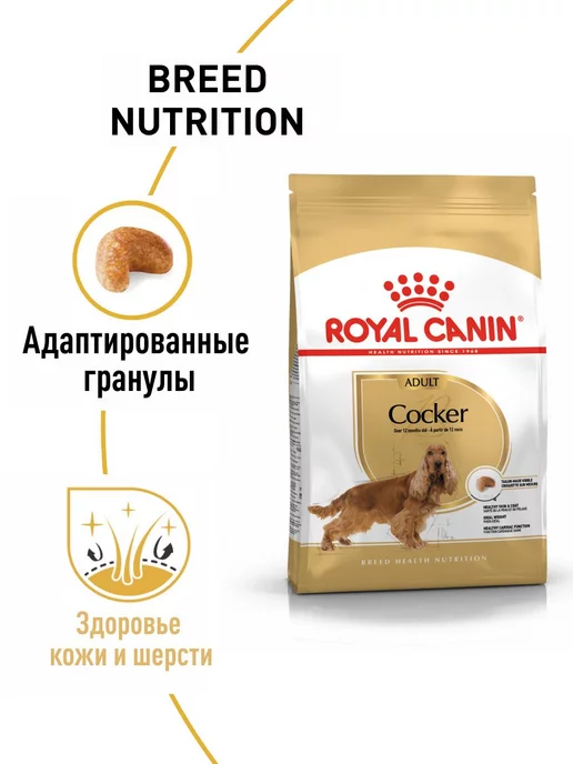 Сухой корм Royal canin Кокер-Спаниель Cocker для собак, взрослые, 3 кг, фото 2