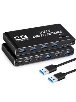 KVM Переключатель HDMI 2 на 1 + USB3.0 4K/60Гц 176967620 купить за 1 688 ₽ в интернет-магазине Wildberries