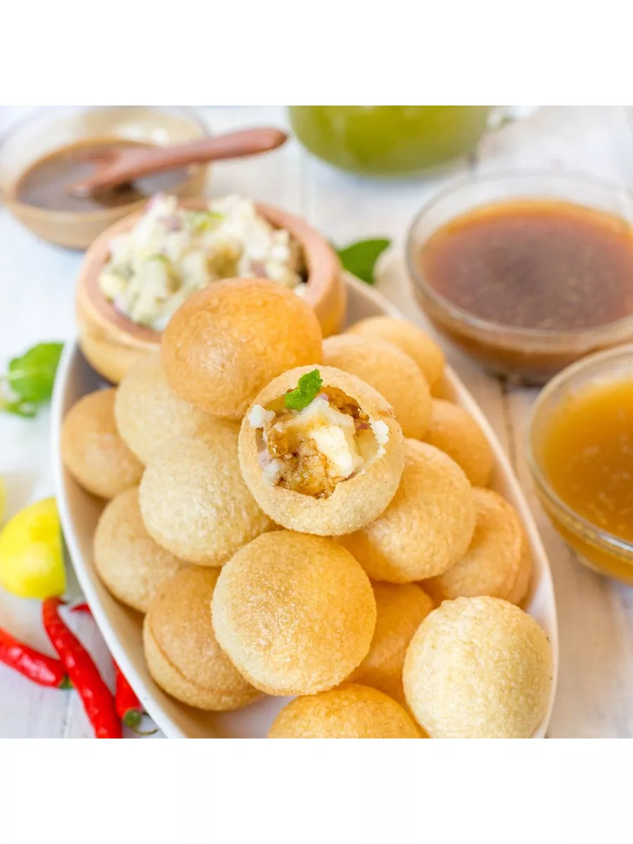 Шарики из теста Пани Пури (PANI PURI) с начинкой и соусом Bikano 176986205  купить в интернет-магазине Wildberries