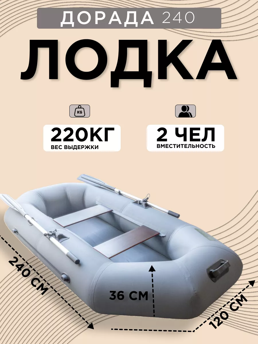 Лодка ПВХ надувная двухместная 240 для рыбалки ДОРАДА 176987422 купить в  интернет-магазине Wildberries