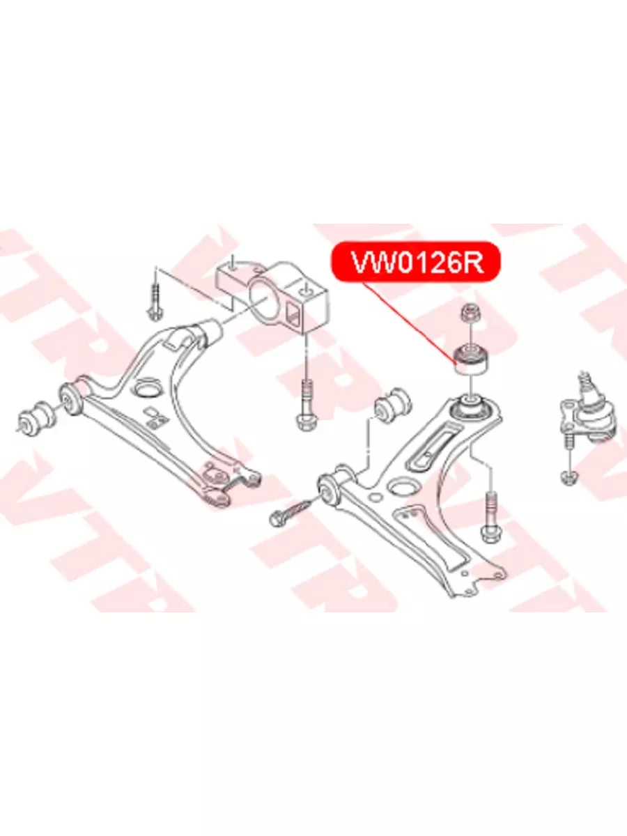 Сайлентблок нижнего рычага передней подвески,VW0126R VTR 177015053 купить  за 708 ₽ в интернет-магазине Wildberries