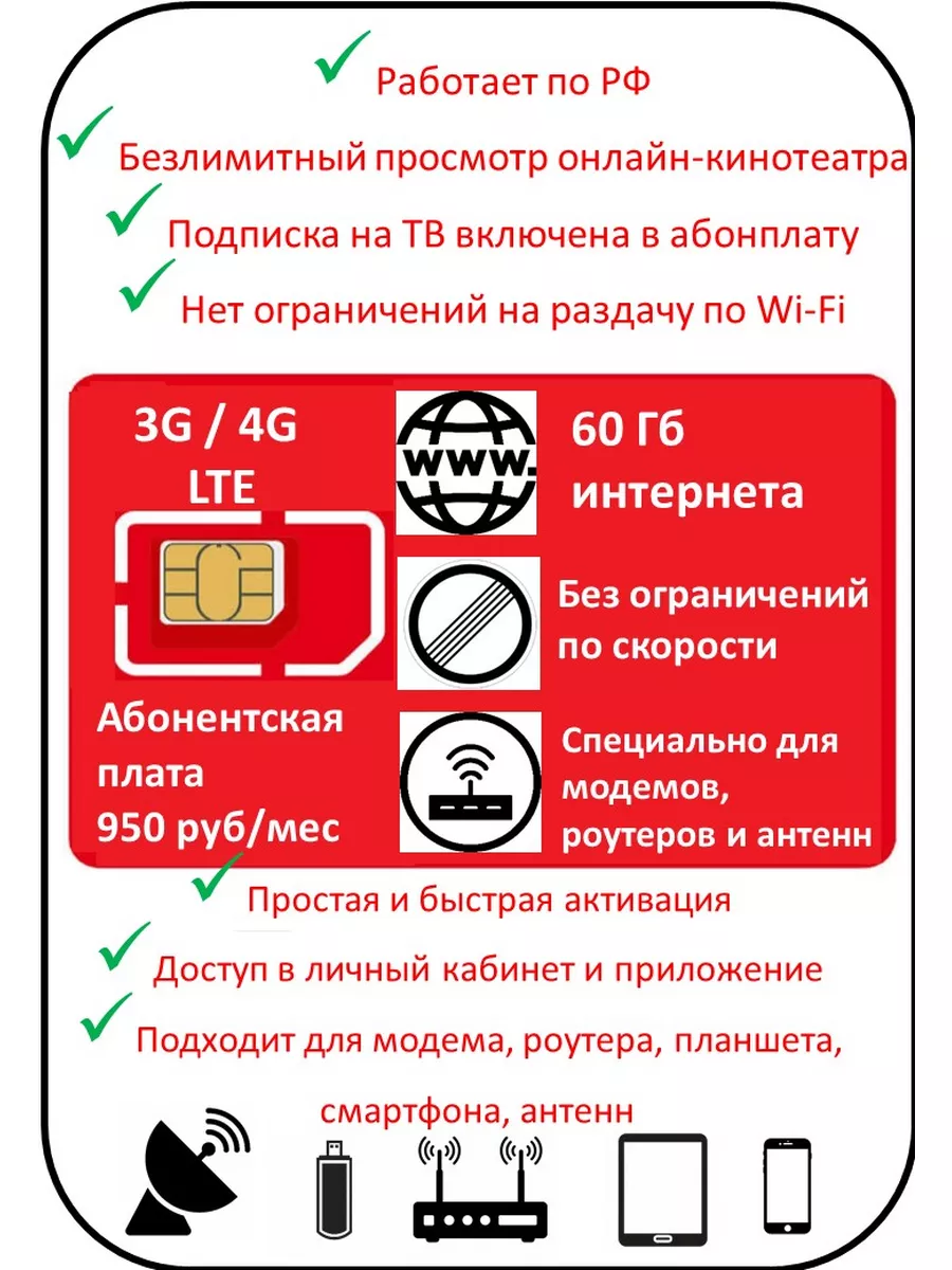 Тариф МТС Мини специально для модемов и роутеров Telecot 177023047 купить в  интернет-магазине Wildberries