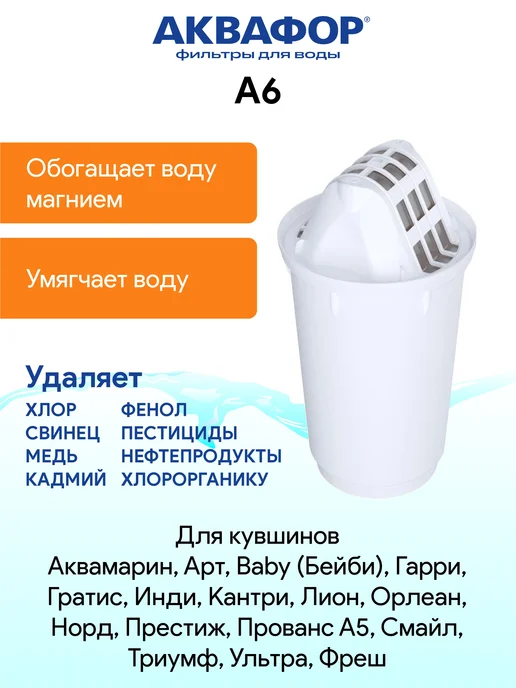Аквафор A6 (А6) 4шт сменный фильтр картридж для кувшина, 3 шт, фото 2
